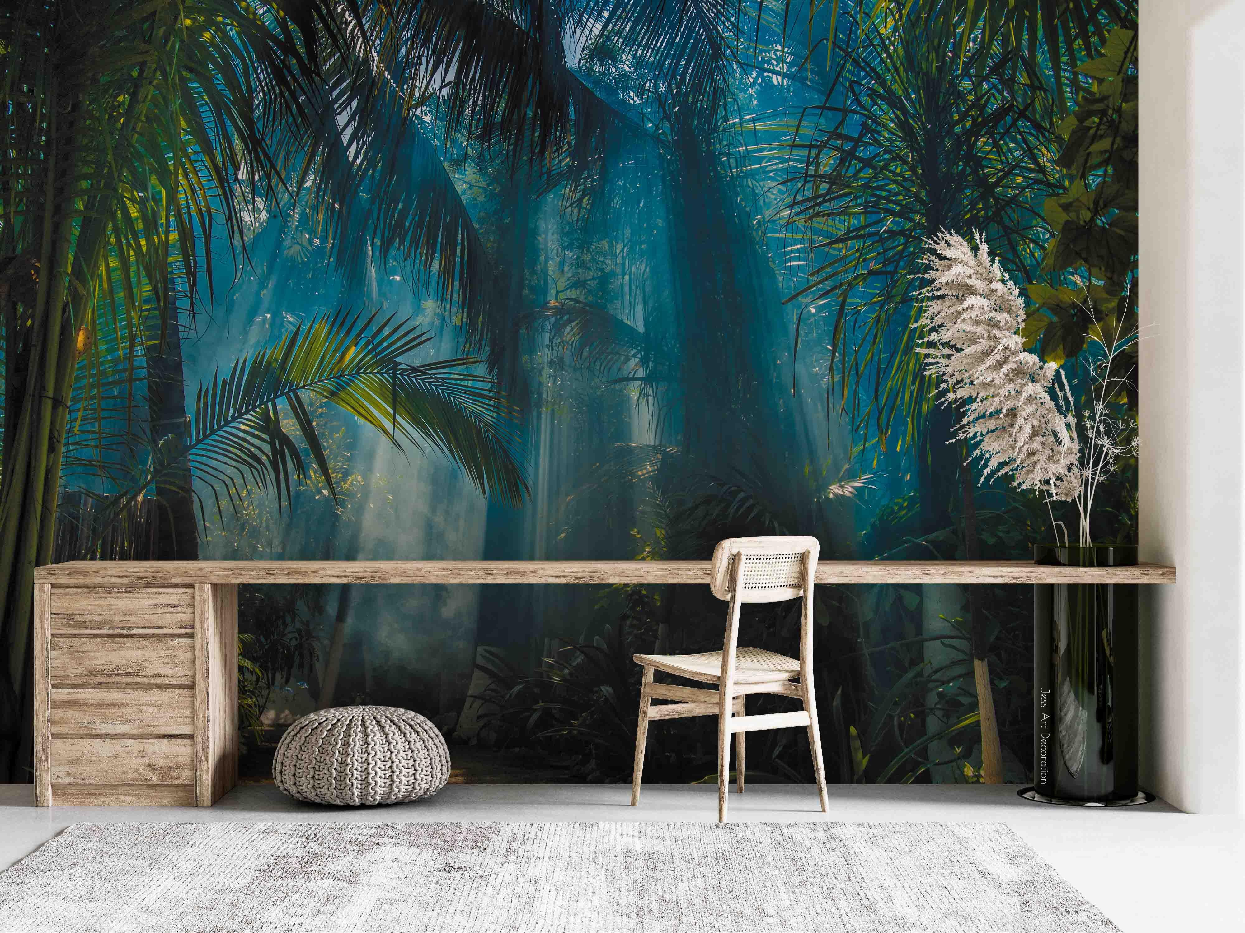 3D Dark Tropical Rainforest Wall Mural Wallpaper GD 2590- Jess Art Decoration