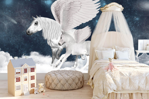 3D Winged White Horse Wall Mural Wallpaper 118- Jess Art Decoration