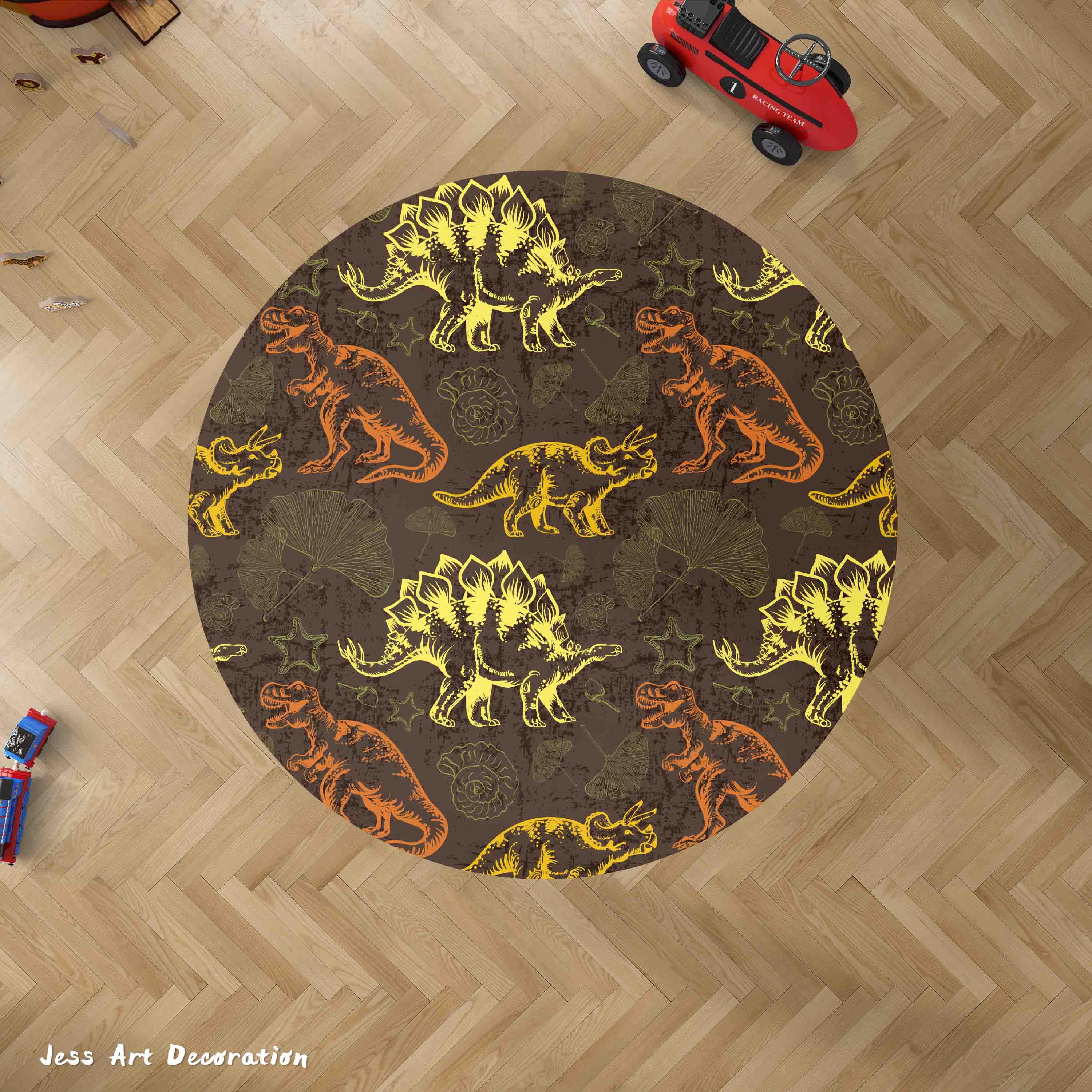 3D Cartoon Animal Dinosaur Kids Non-Slip Round Rug Mat 137- Jess Art Decoration