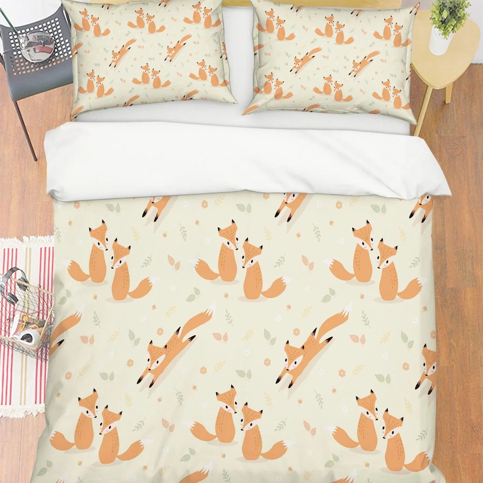 3D Orange Fox Quilt Cover Set Bedding Set Pillowcases 141- Jess Art Decoration