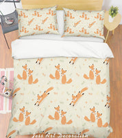 3D Orange Fox Quilt Cover Set Bedding Set Pillowcases 141- Jess Art Decoration