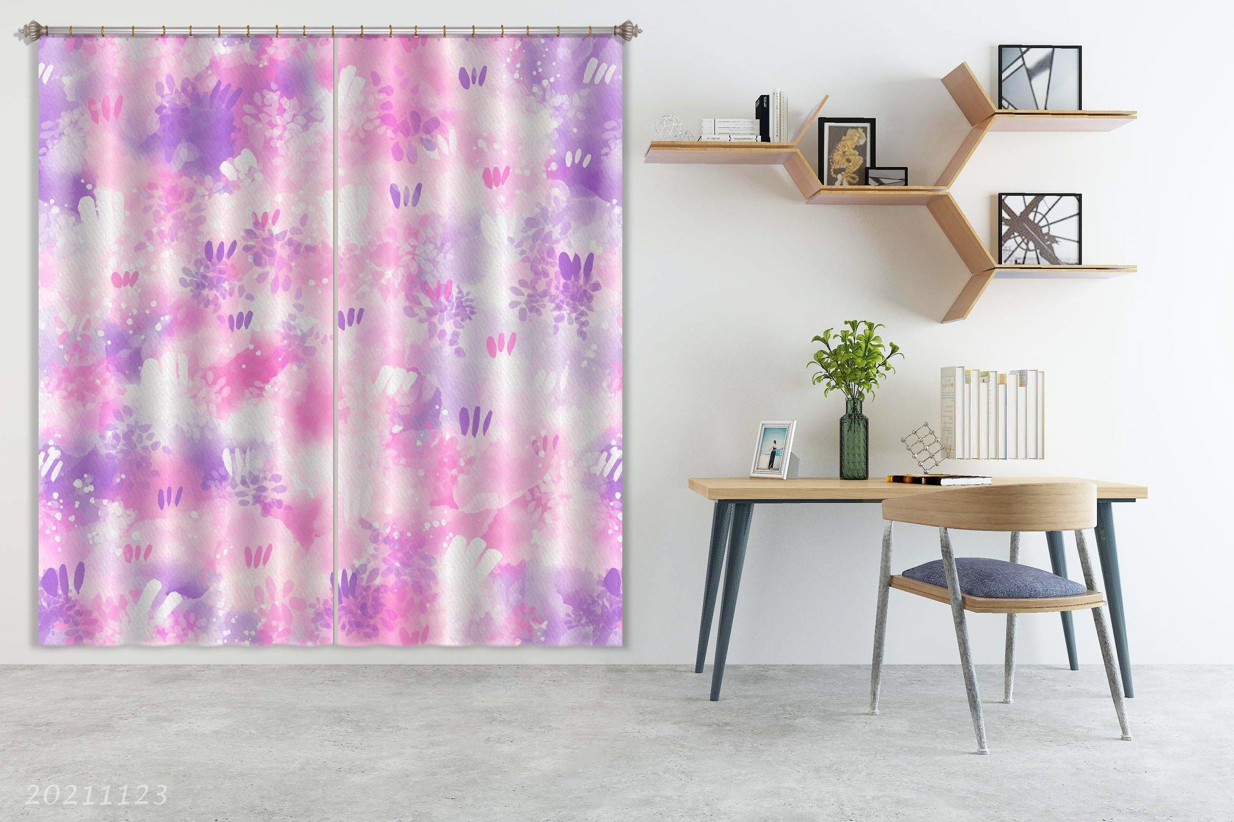 3D Watercolor Graffiti Curtains and Drapes LQH 87- Jess Art Decoration