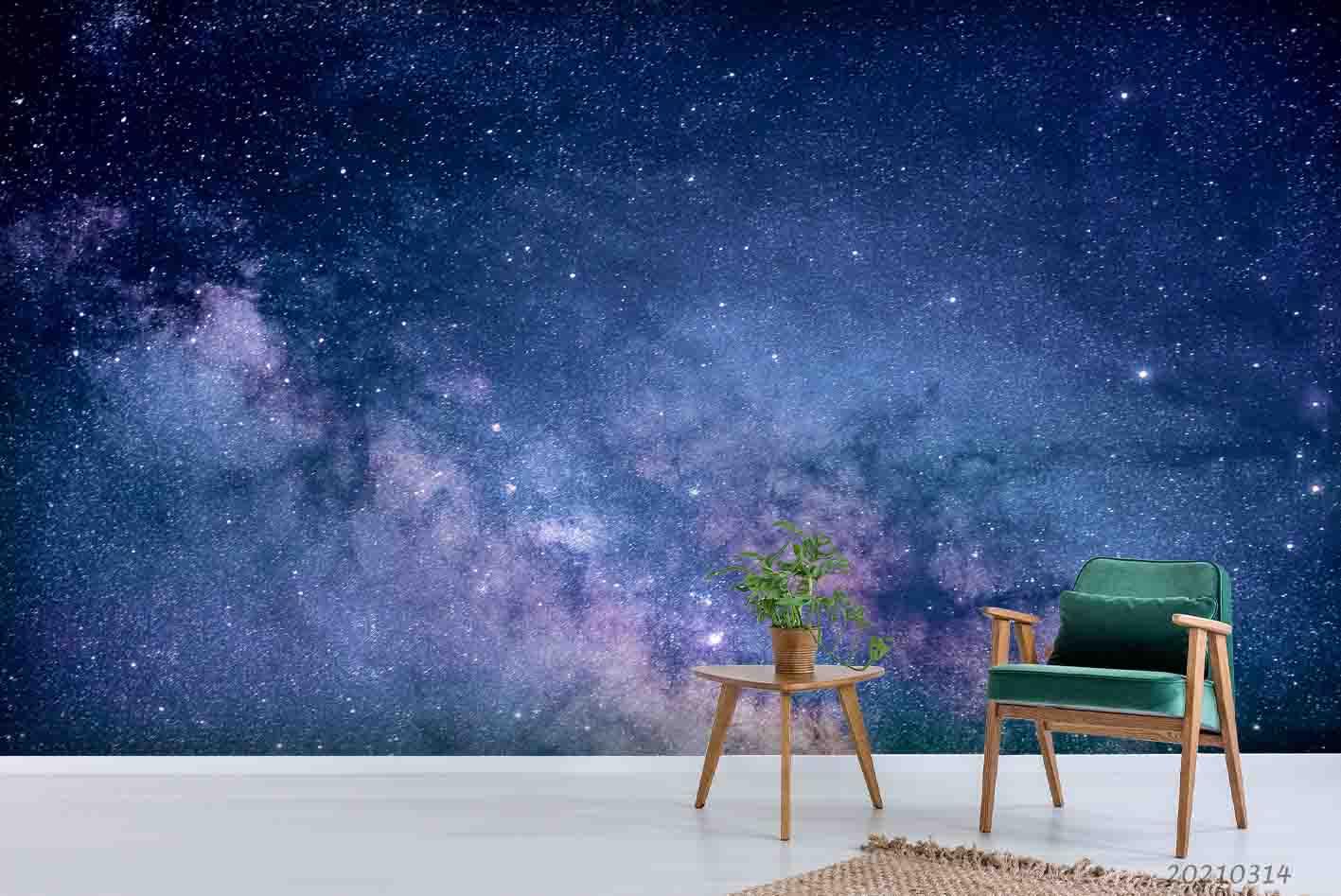 3D Blue Space Stars Wall Mural Wallpaper LQH 169- Jess Art Decoration
