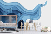 3D Cartoon Hand Drawn Deep Ocean Blue Bubble Fish Pattern Wall Mural Wallpaper LXL- Jess Art Decoration