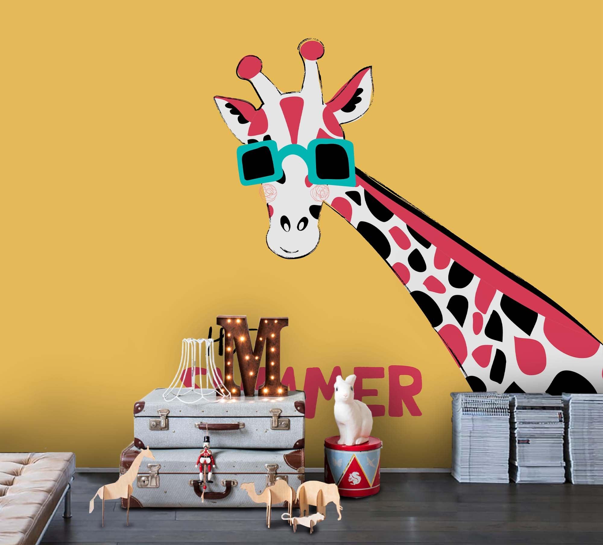 3D Yellow Giraffe Wall Mural Wallpaper SF- Jess Art Decoration