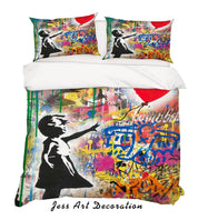 3D Graffiti Abstract Colorful Girl Quilt Cover Set Bedding Set Duvet Cover Pillowcases LXL- Jess Art Decoration