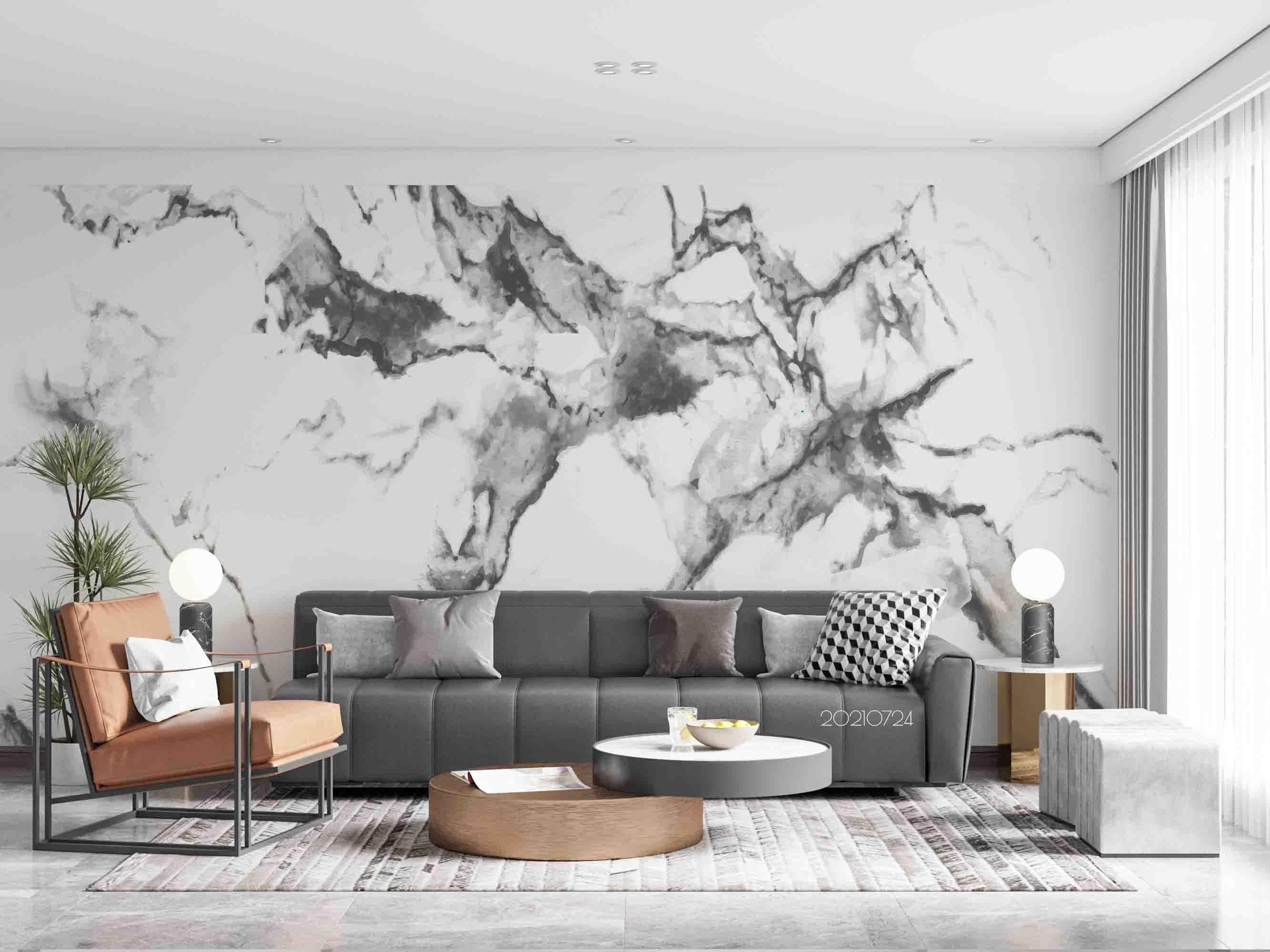 3D White Black Marble Texture Wall Mural Wallpaper SWW3671- Jess Art Decoration