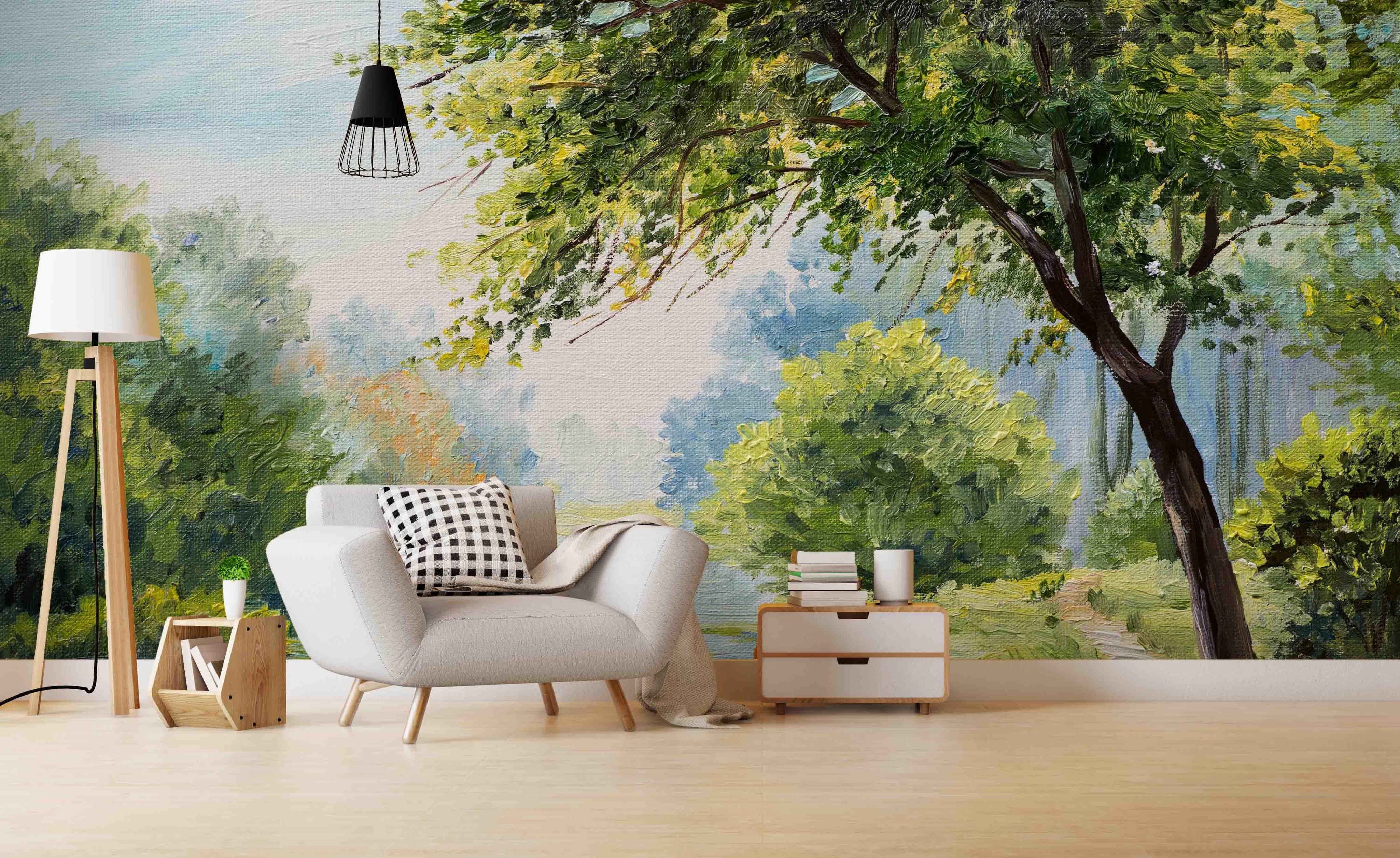 3D Oil Painting Green Forest Wall Mural Wallpaper 238- Jess Art Decoration