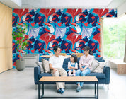 3D  Abstract Bird Pattern Blue Background Wall Mural Wallpaper GD 127- Jess Art Decoration