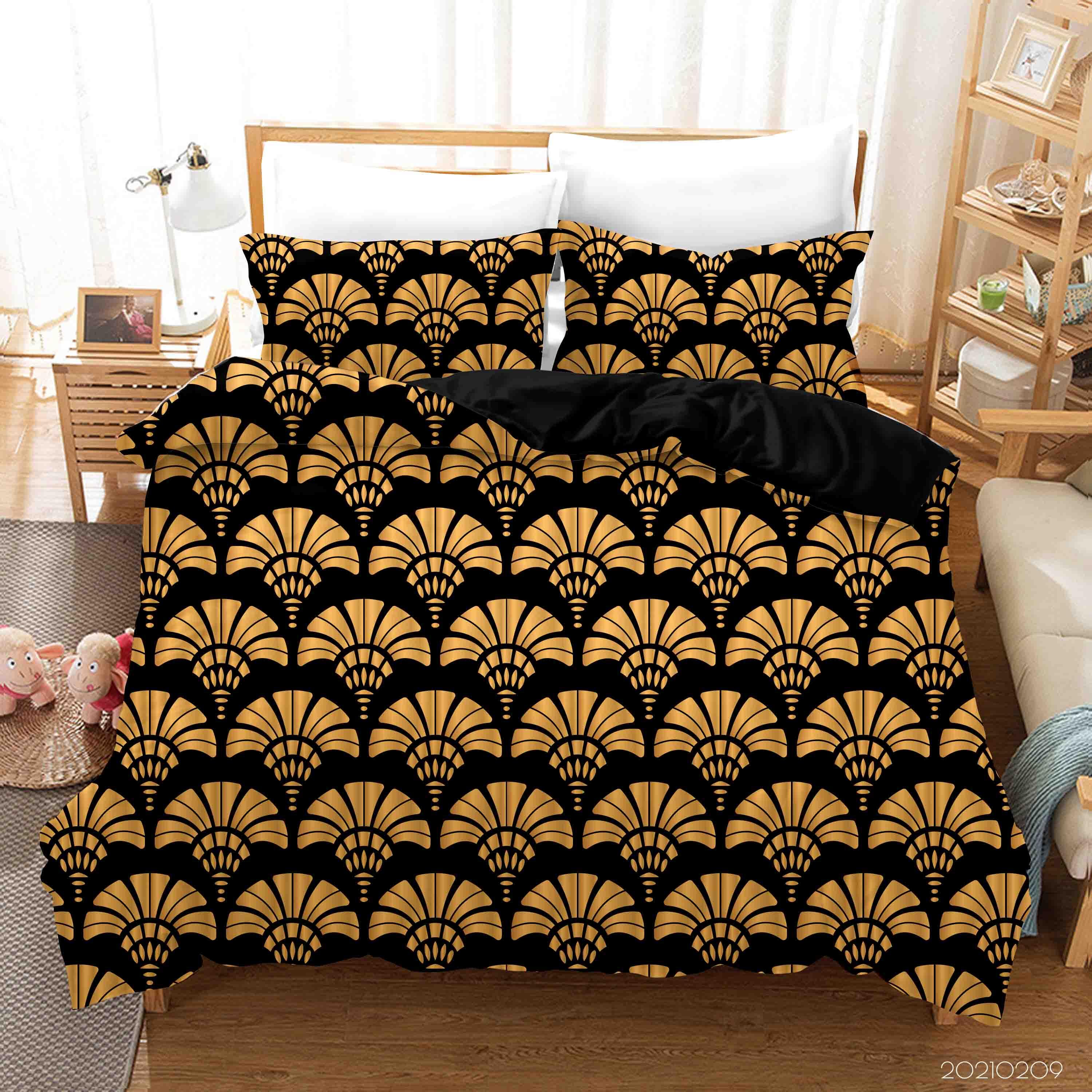 3D Abstract Golden Decoration Pattern Quilt Cover Set Bedding Set Duvet Cover Pillowcases 20- Jess Art Decoration