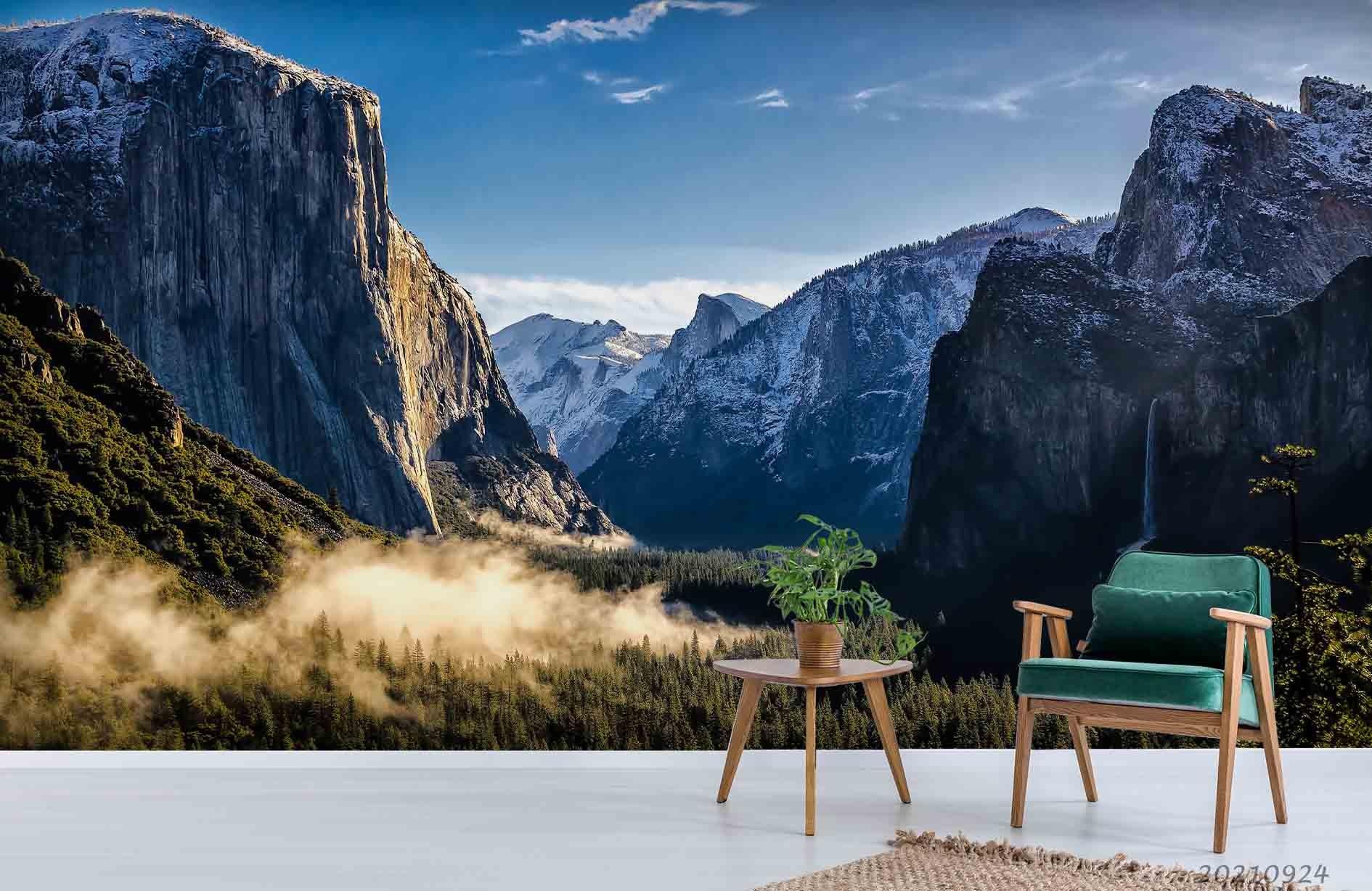 3D Landscape Blue Sky Mountain Wall Mural Wallpaper LQH 641- Jess Art Decoration