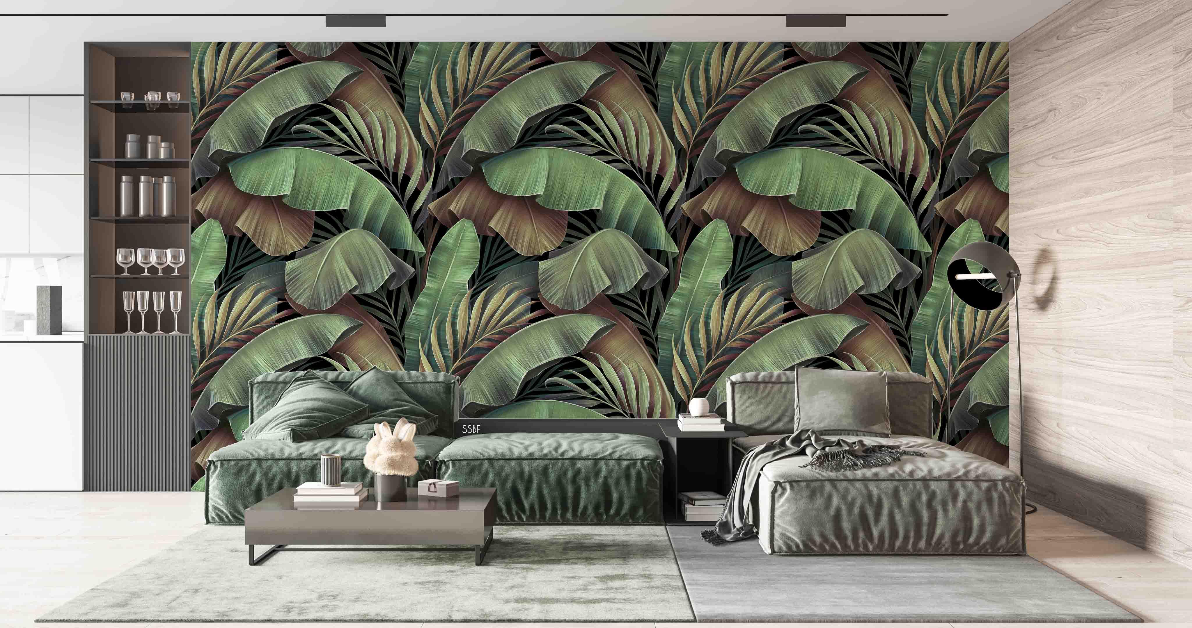 3D Vintage Tropical Plants Leaf Pattern Wall Mural Wallpaper GD 3511- Jess Art Decoration