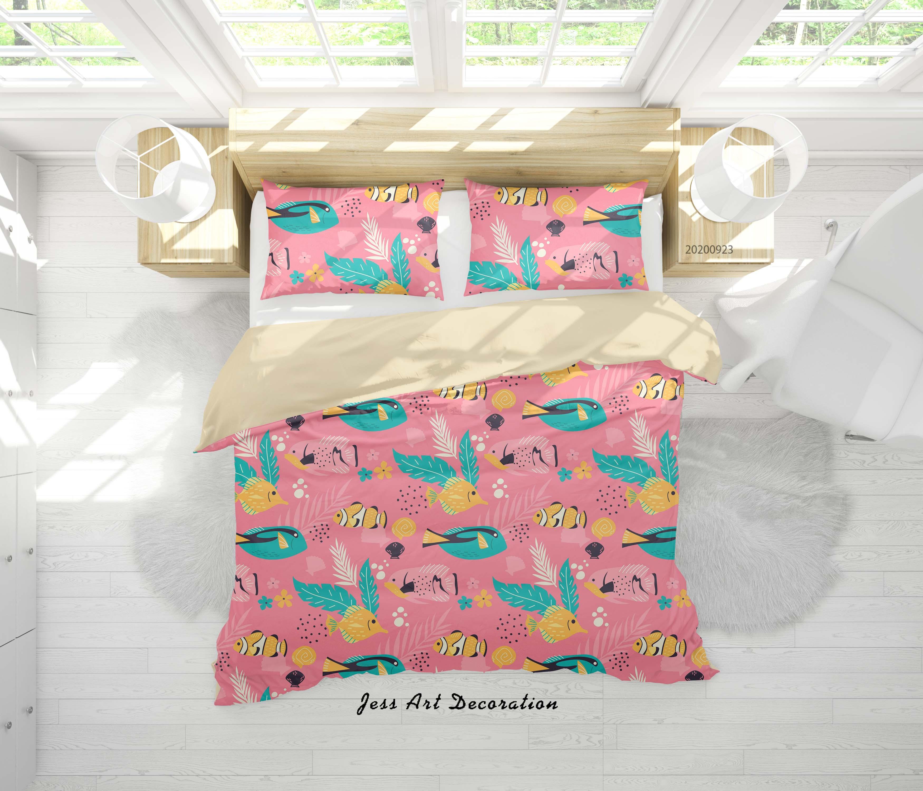 3D Cartoon Shell Fish Pattern Quilt Cover Set Bedding Set Duvet Cover Pillowcases WJ 6307- Jess Art Decoration