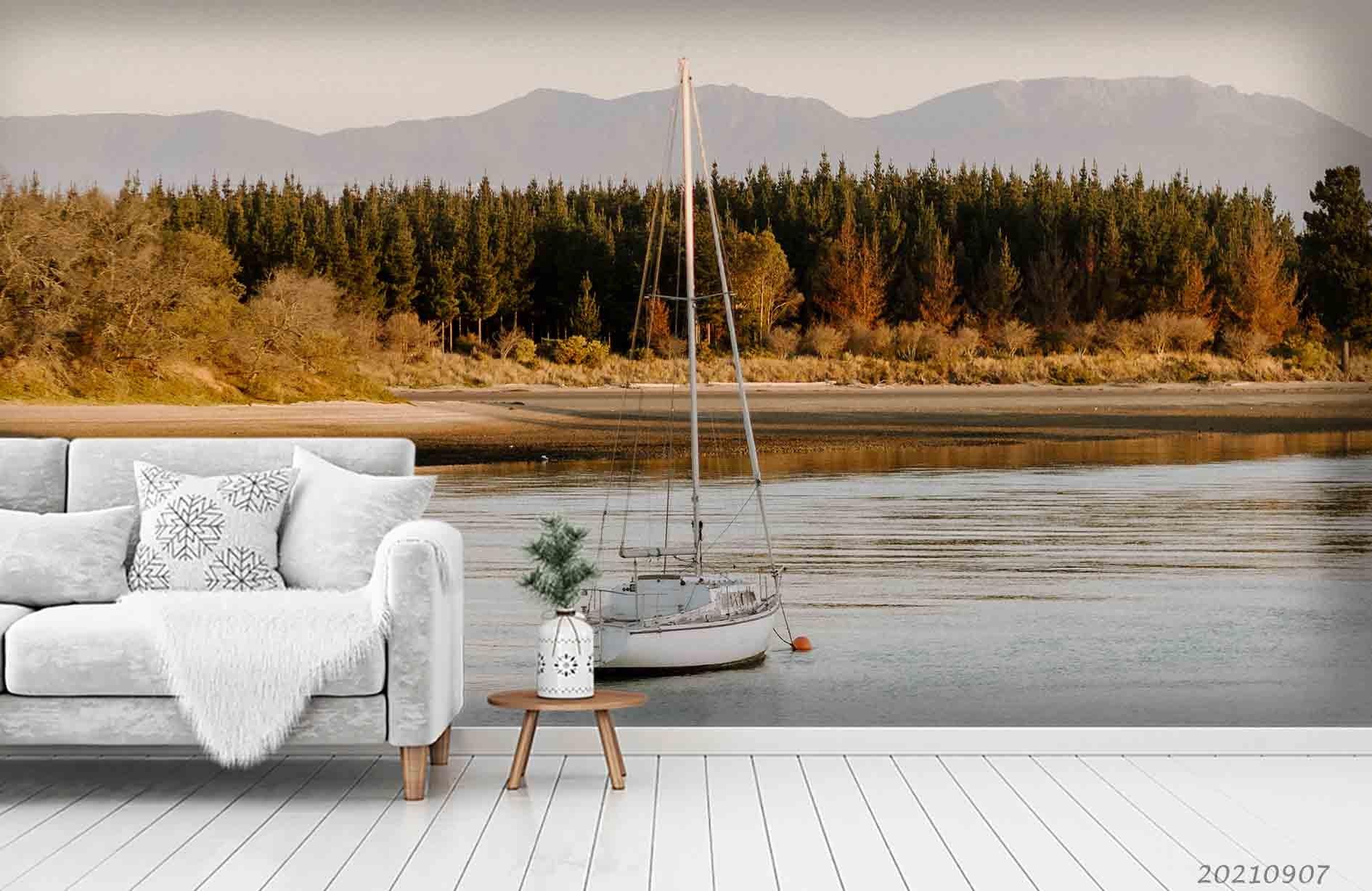 3D Mountain Forest Lake Landscape Wall Mural Wallpaper LQH 20- Jess Art Decoration