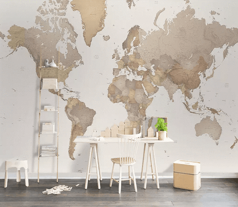 3D Watercolor Abstract World Map Wall Mural 256- Jess Art Decoration