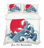 3D Abstract Waves Red Sun Quilt Cover Set Bedding Set Pillowcases 35- Jess Art Decoration