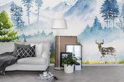3D blue ink mountain deer wall mural wallpaper 18- Jess Art Decoration