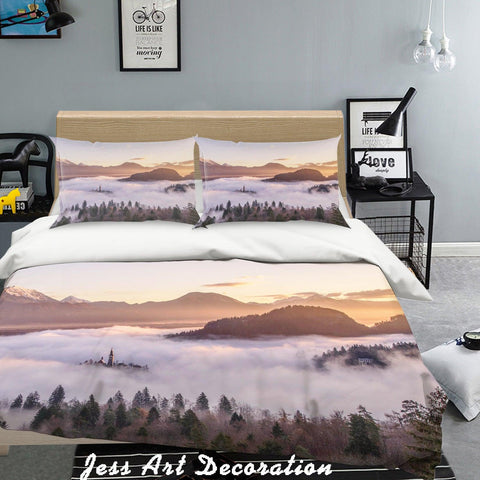3D Color  Mountain Forest Fog Quilt Cover Set Bedding Set Pillowcases  83- Jess Art Decoration