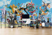 3D Animal Dragon Cartoon cartoon animal dragon mural wall mural wallpaper for playroom