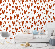 3D Cartoon Red Heart Pattern Wall Mural Wallpaper LXL 286- Jess Art Decoration