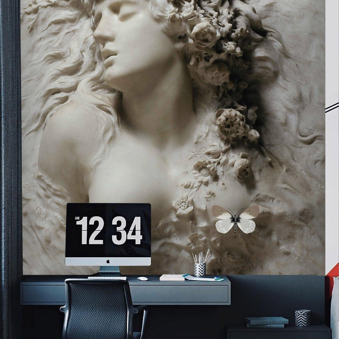 3D Stone Sculpture Portrait classical stone sculpture portrait wall mural wallpaper for office