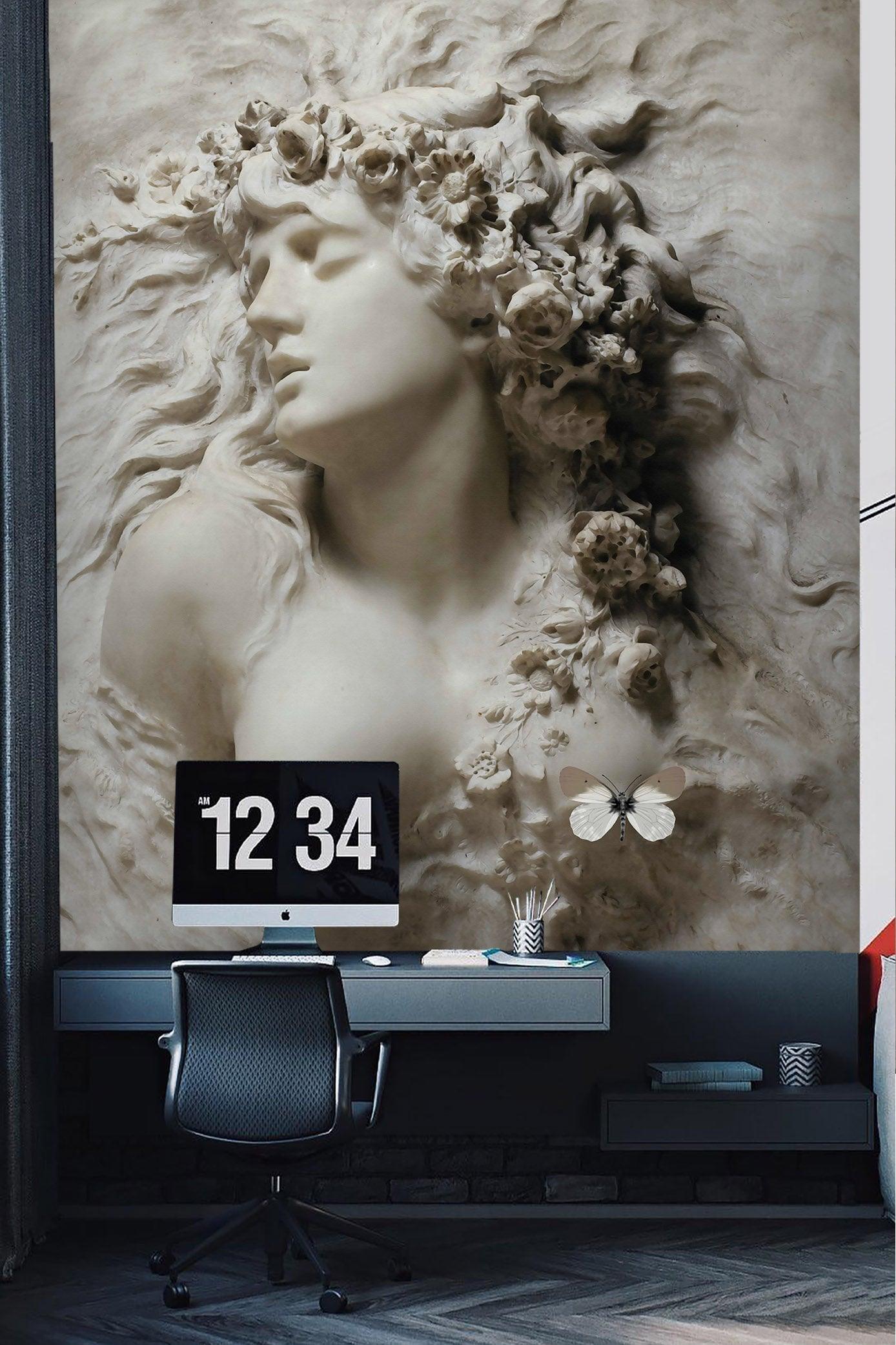3D Stone Sculpture Portrait classical stone sculpture portrait wall mural wallpaper for office
