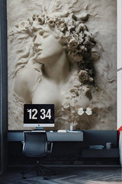 3D Stone Sculpture Portrait classical stone sculpture portrait wall mural wallpaper for office
