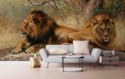 3D Realistic Grassland Lion Animal Wall Mural Wallpaper LXL 1628- Jess Art Decoration