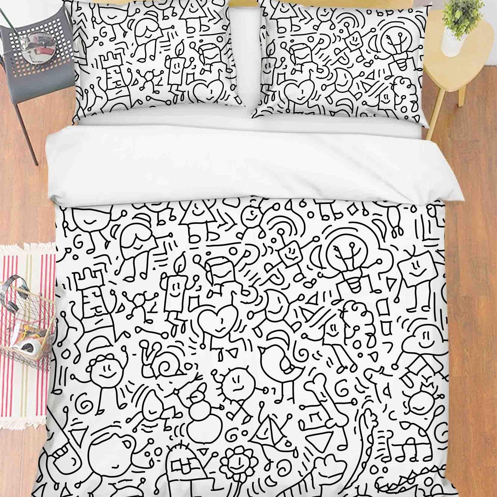 3D Abstract Illustration Art Graffiti Quilt Cover Set Bedding Set Duvet Cover Pillowcases 45- Jess Art Decoration