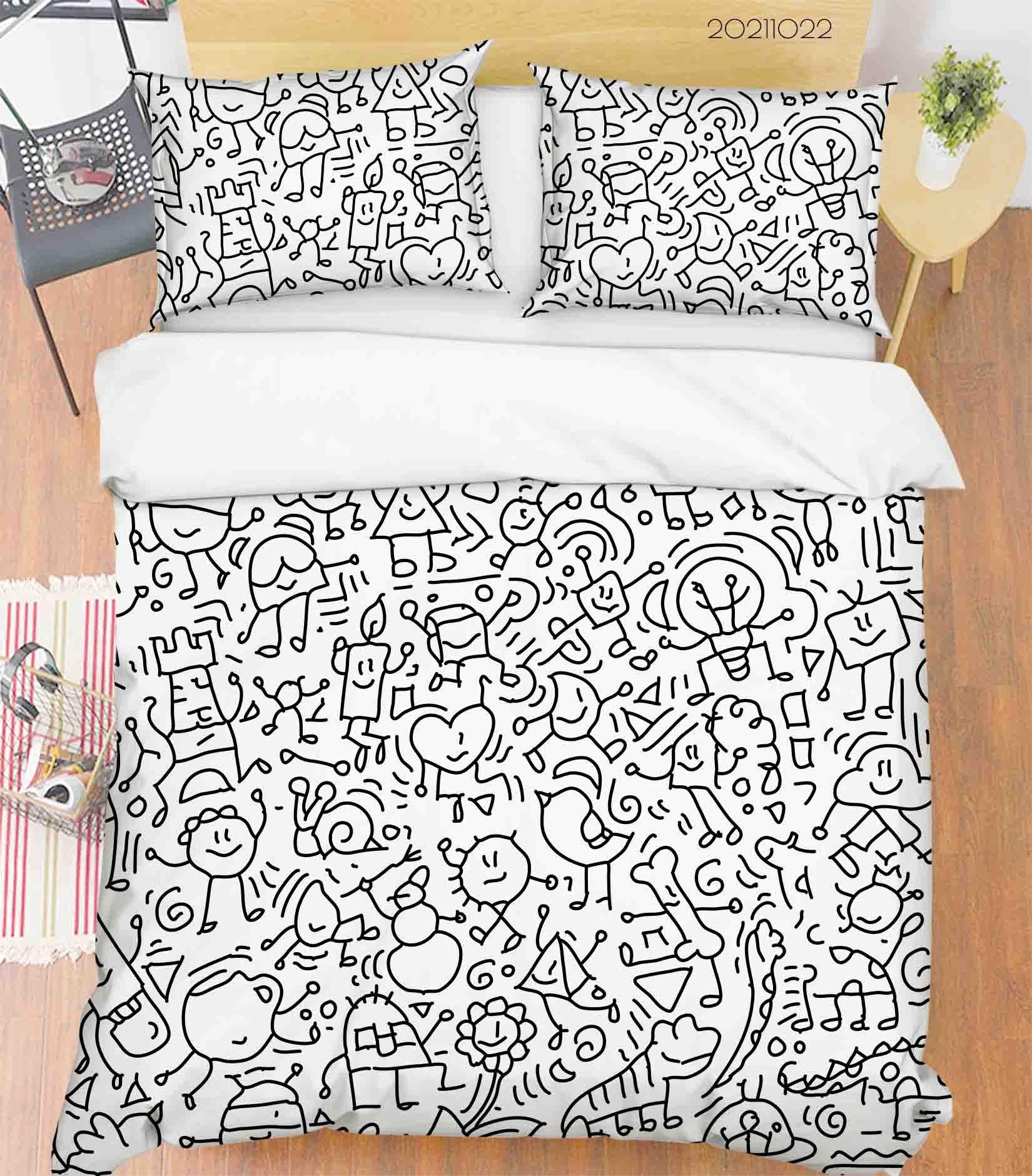 3D Abstract Illustration Art Graffiti Quilt Cover Set Bedding Set Duvet Cover Pillowcases 45- Jess Art Decoration