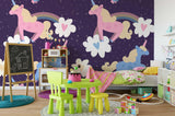 3D Pink Unicorn Rainbow Wall Mural Wallpaper 116- Jess Art Decoration