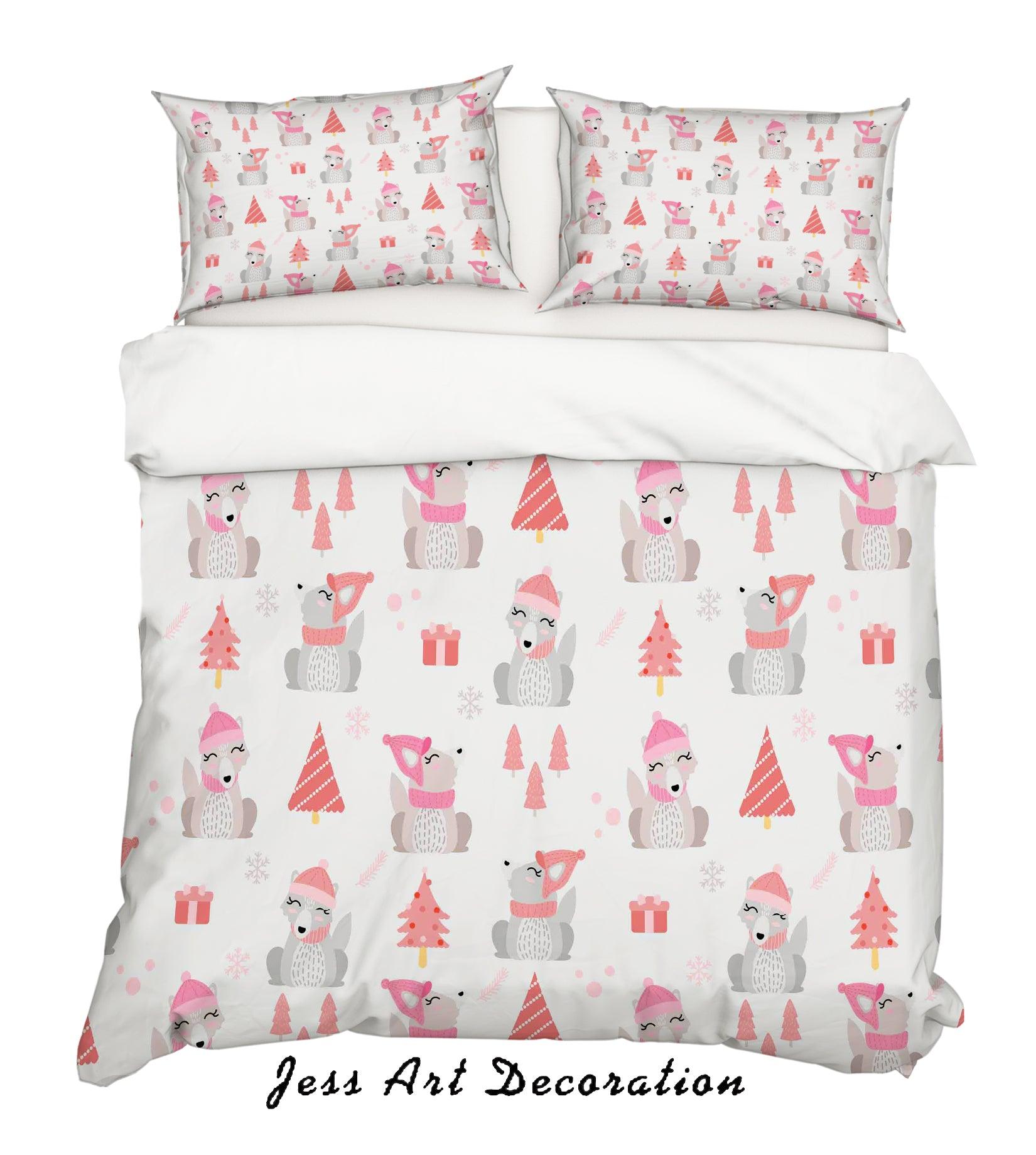 3D Cartoon Pink Pine Animal Quilt Cover Set Bedding Set Pillowcases 14- Jess Art Decoration
