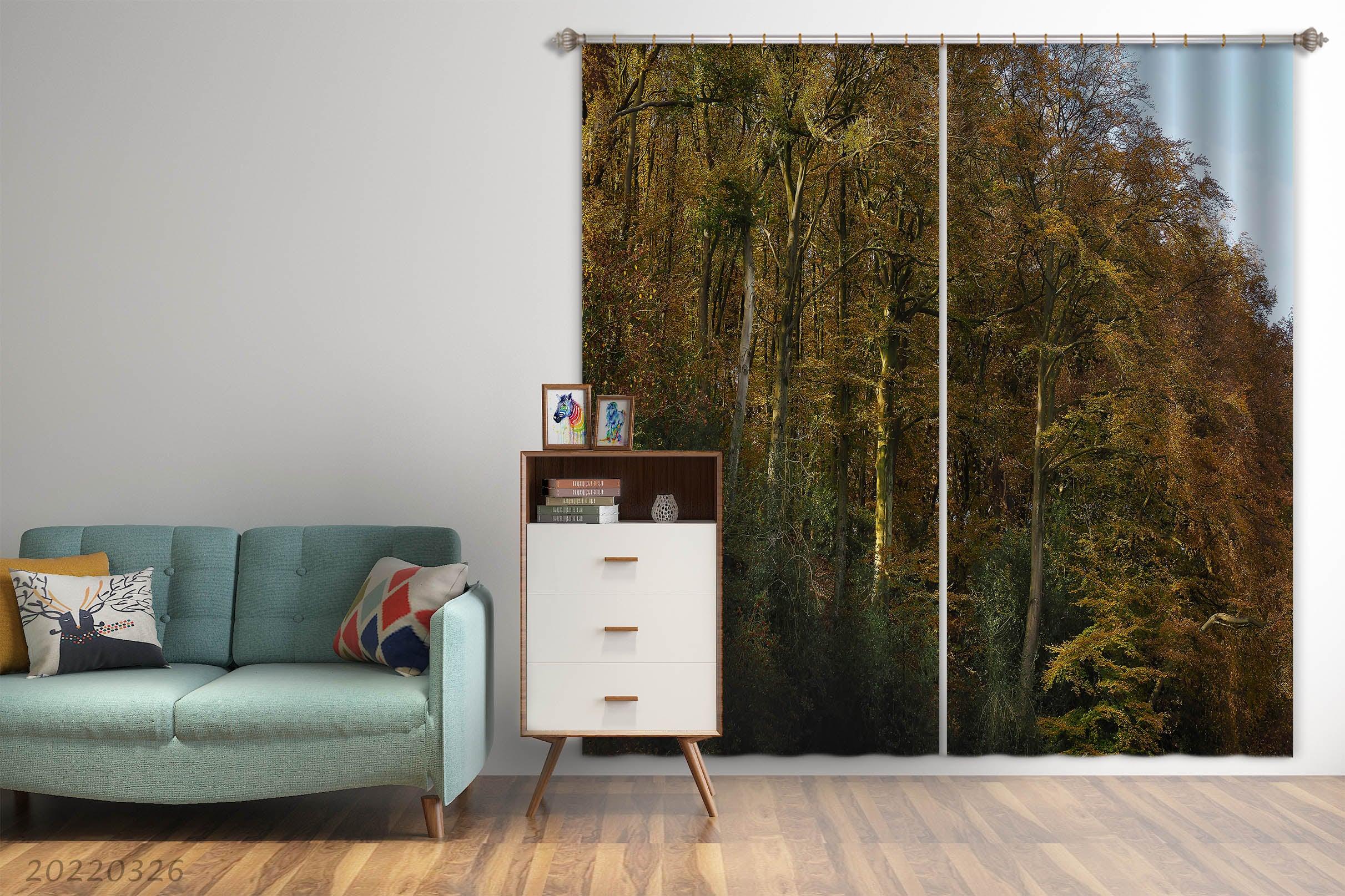 3D Landscape Mountain Forest Sunbeam Curtains and Drapes GD 2989- Jess Art Decoration