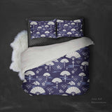 3D White Fan Clouds Purple Background Quilt Cover Set Bedding Set Pillowcases 30- Jess Art Decoration