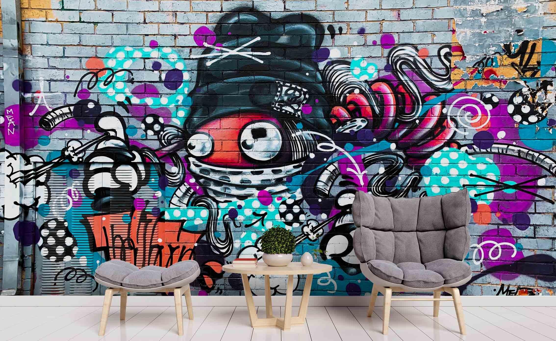 3D Brick Monster Graffiti Wall Mural Wallpaper sww  121- Jess Art Decoration