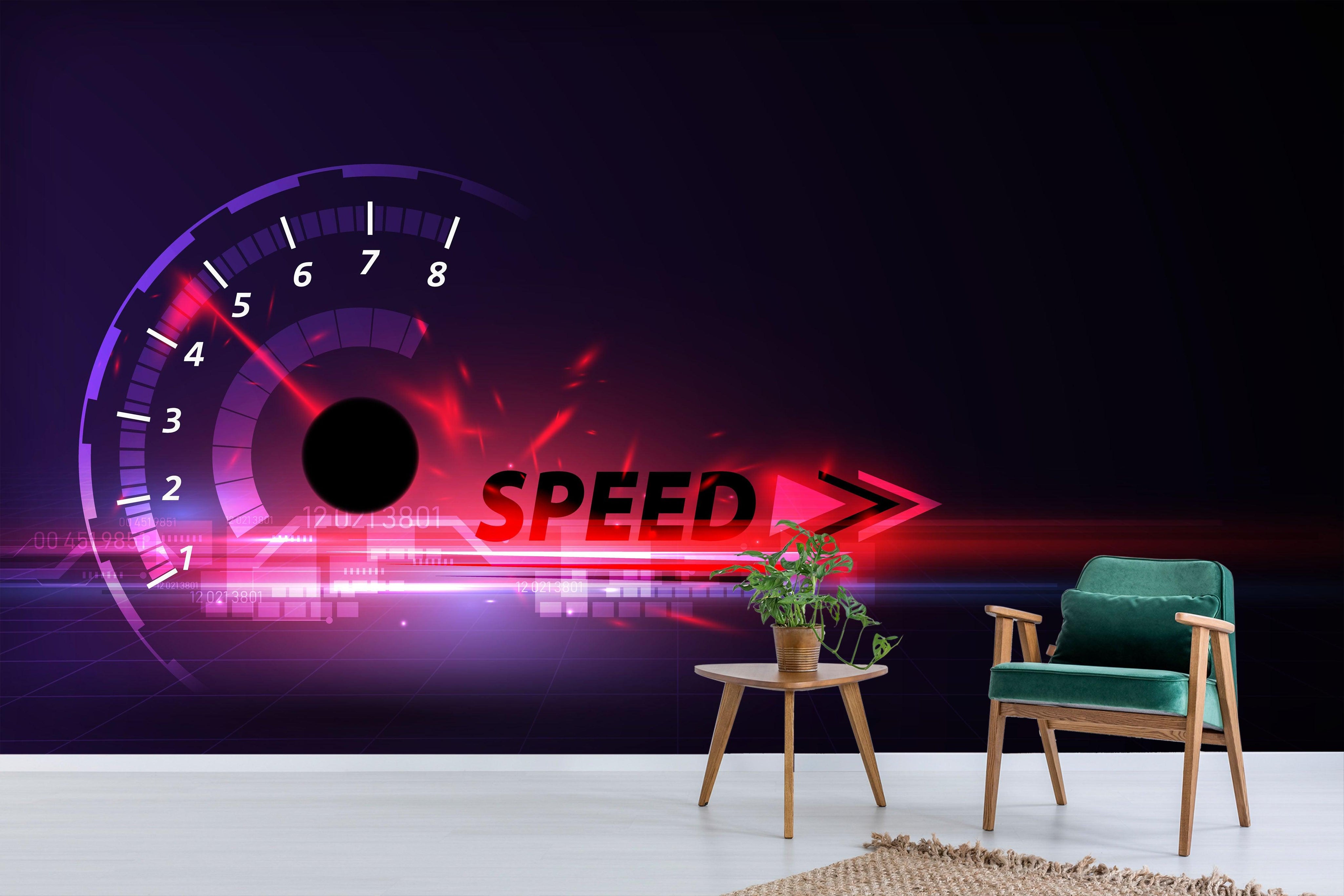 3D Speed Speedometer Dashboard Wall Mural Wallpaper SF116- Jess Art Decoration
