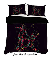 3D Black Soccer Player Quilt Cover Set Bedding Set Pillowcases 30- Jess Art Decoration