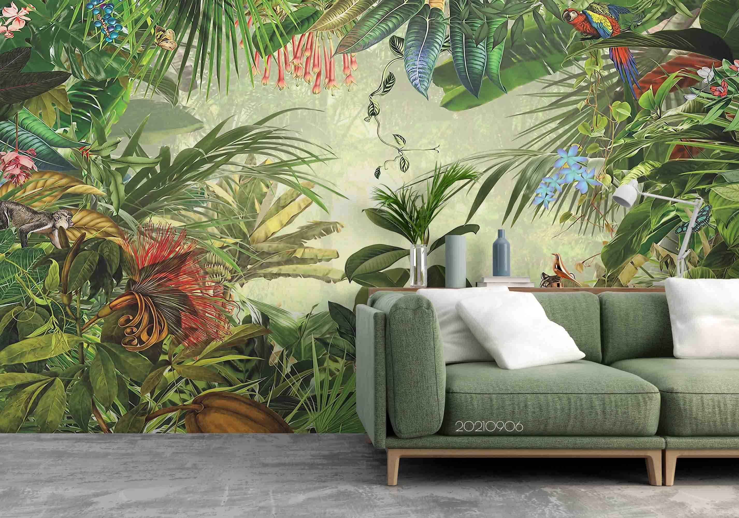 3D Tropical Jungle Bird Wall Mural Wallpaper LQH 544- Jess Art Decoration