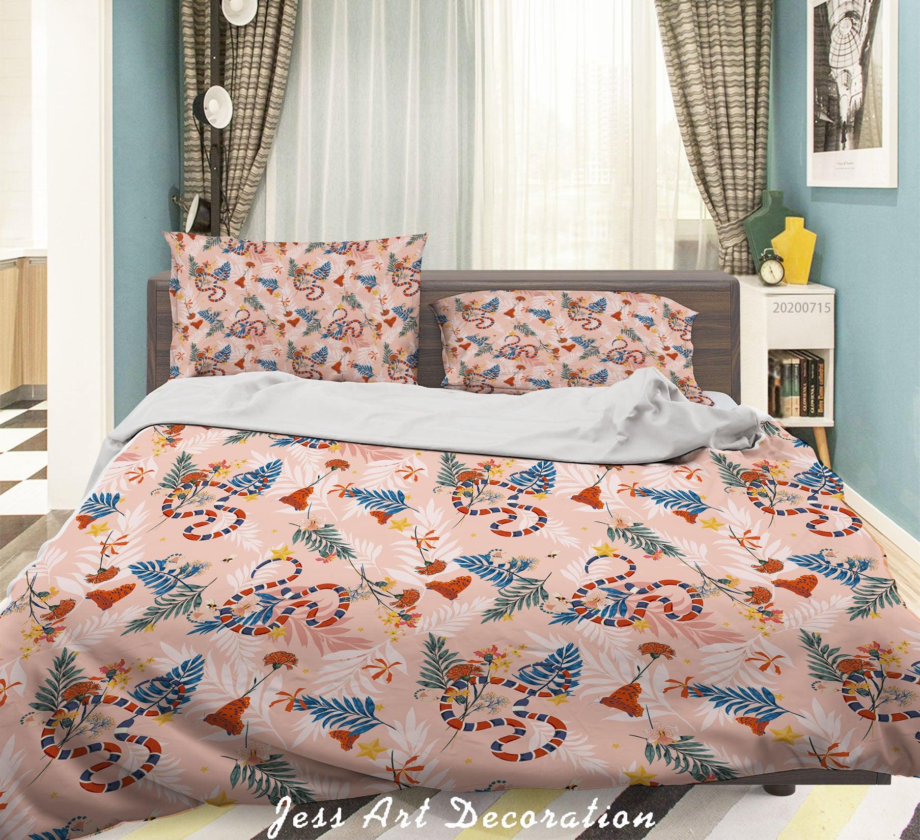 3D Abstract Colourful Floral Leaves Pattern Quilt Cover Set Bedding Set Duvet Cover Pillowcases WJ 3803- Jess Art Decoration