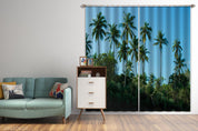 3D Coconut Tree Green Plant Curtains and Drapes GD 714- Jess Art Decoration