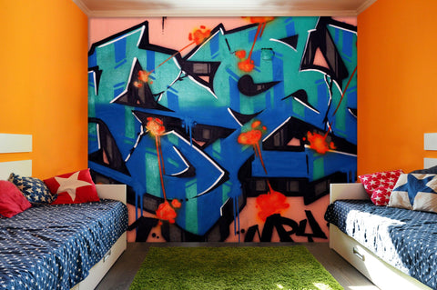 3D Blue Abstract Logo Wall Mural Wallpaper B34- Jess Art Decoration