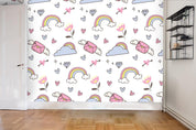 3D Envelope Floral Rainbow Heart Clouds Wall Mural Wallpaper 59- Jess Art Decoration
