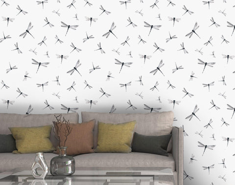 3D Dragonfly Pattern White Wall Mural Wallpaper 61- Jess Art Decoration