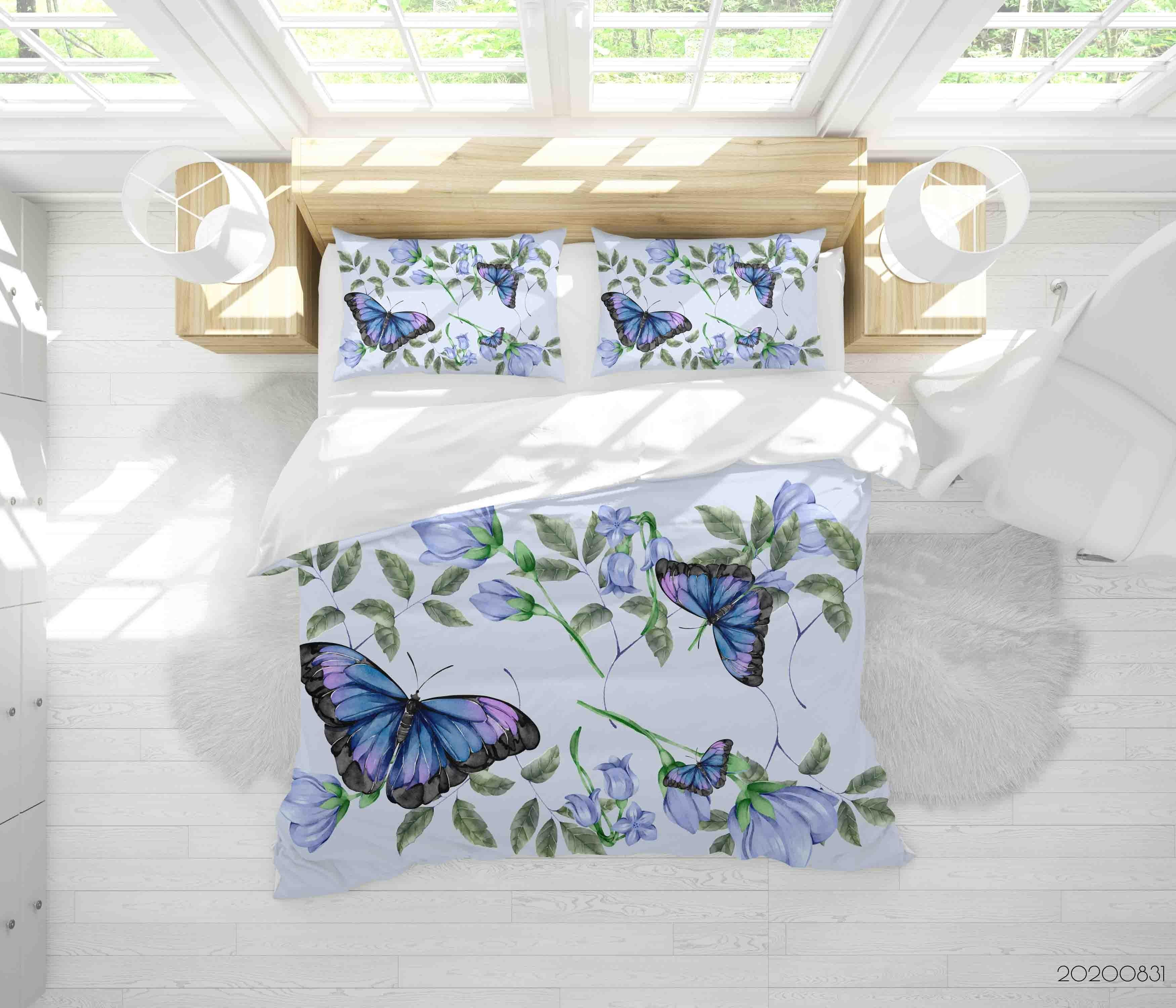 3D Watercolor Painting Butterfly Pattern Quilt Cover Set Bedding Set Duvet Cover Pillowcases WJ 3498- Jess Art Decoration