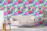 3D Hand Sketching Floral Blue Leaves Plant Wall Mural Wallpaper LXL 1345- Jess Art Decoration