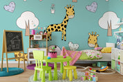 3D cartoon giraffe wall mural wallpaper 20- Jess Art Decoration