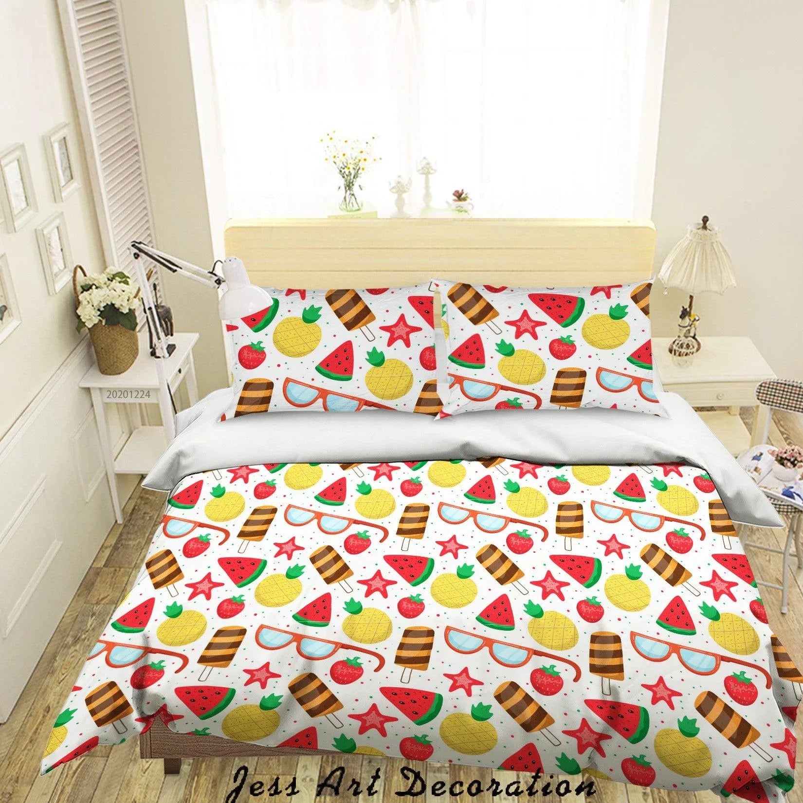 3D Hand Drawn Summer Style Quilt Cover Set Bedding Set Duvet Cover Pillowcases 140 LQH- Jess Art Decoration
