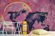 3D Abstract Pink Map Graffiti Wall Mural Wallpaper LQH 110- Jess Art Decoration