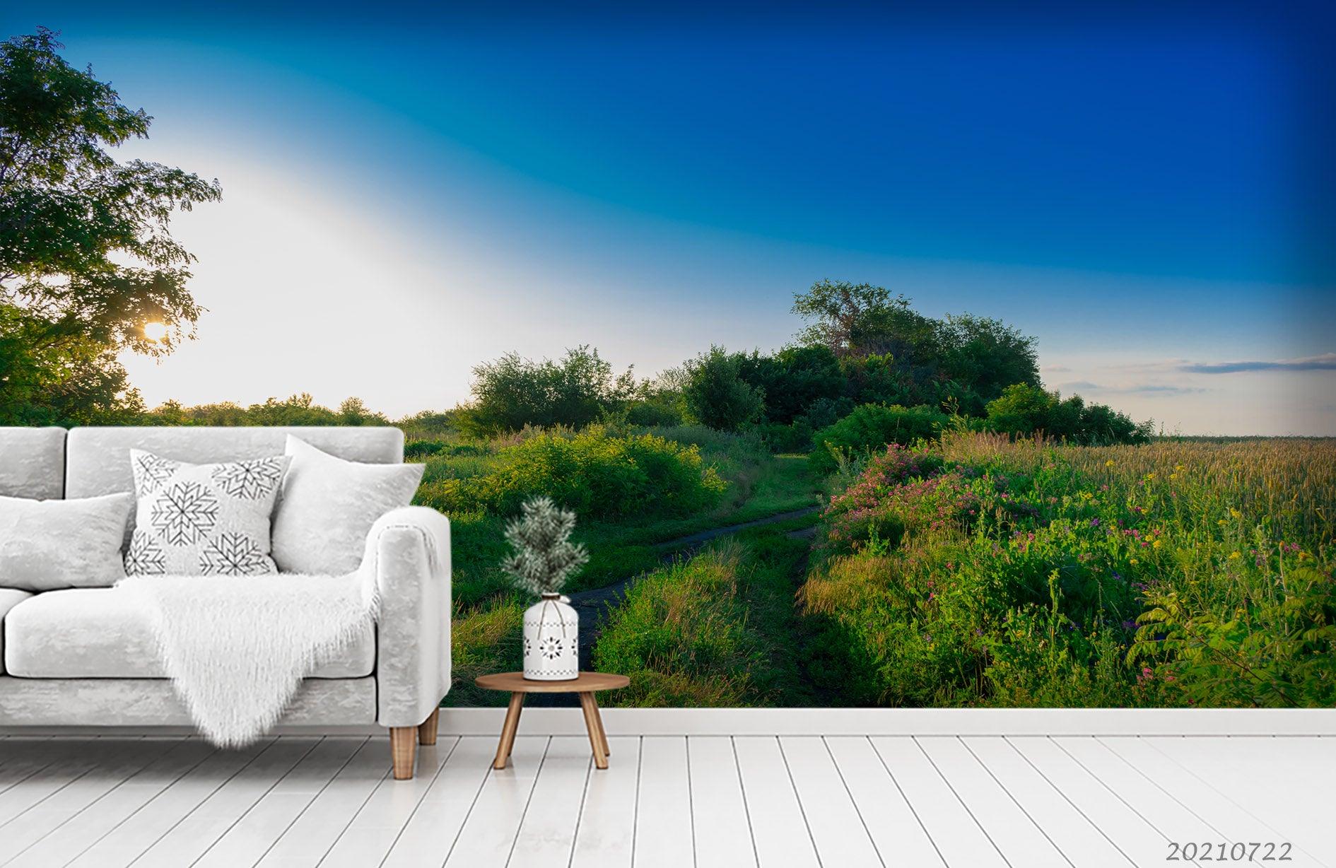 3D Blue Sky Green Forest Landscape Wall Mural Wallpaper LQH 575- Jess Art Decoration