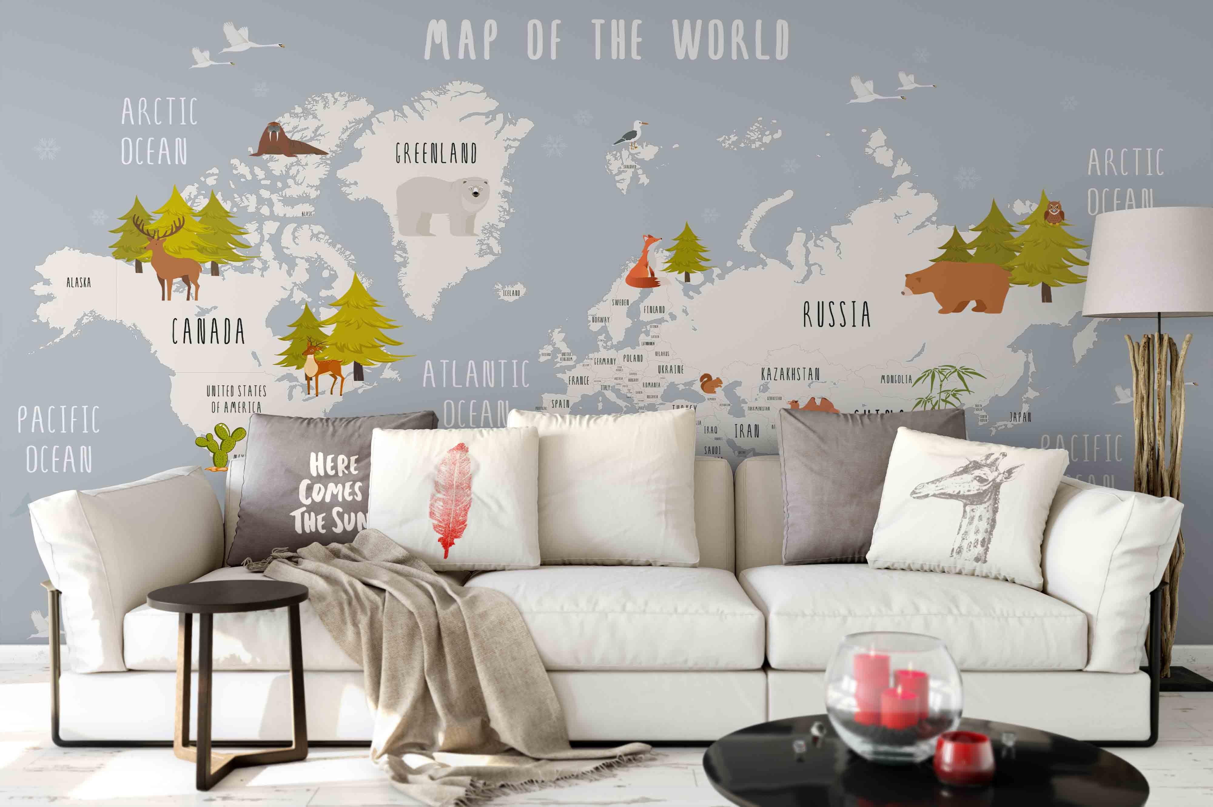 3D World Map Wall Mural Wallpaper 93- Jess Art Decoration